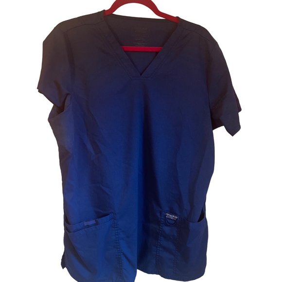 Cherokee Workwear Originals Womens V-Neck Scrub Top Two Lower Pockets Short Slee - Picture 2 of 7